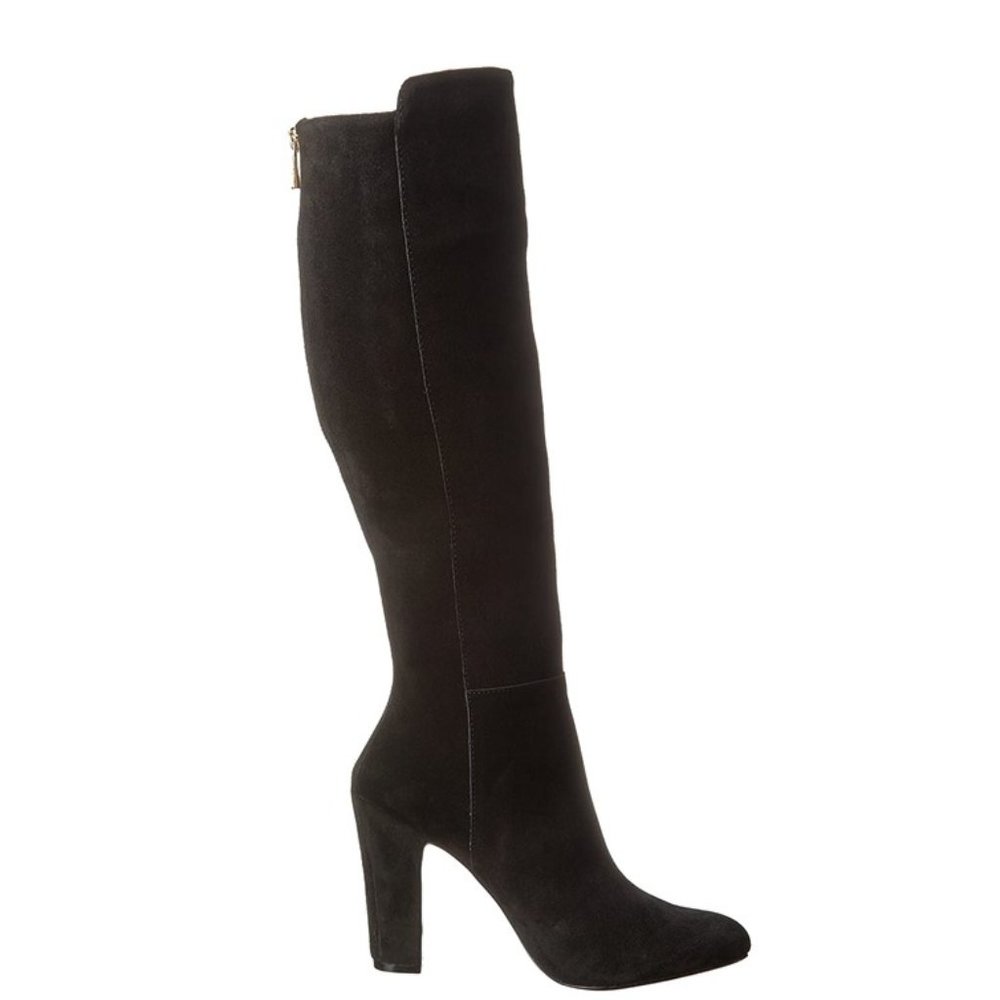 VINCE CAMUTO 'Carleen' Boot Black, (sz 8) Gold Zipper, Genuine Suede Leather